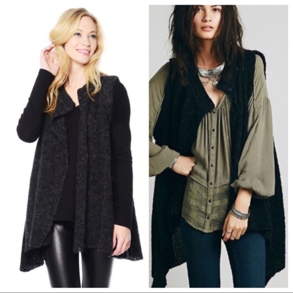 Free People Stand and Deliver Cape Wool Alpaca In Charcoal